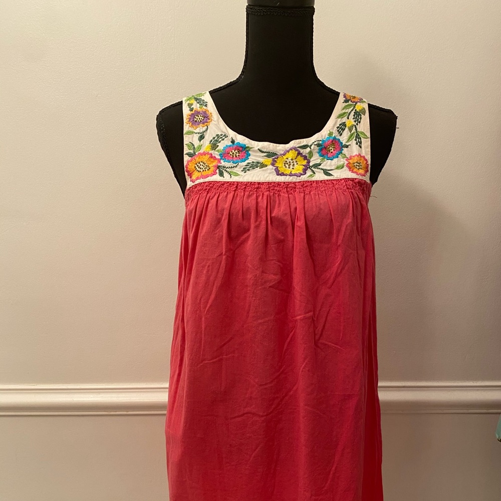Pink Embroidered Sleeveless shirt dress - boutique